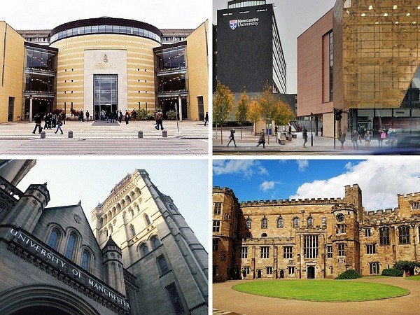 Từ trái qua: Đại học York, Đại học Newcastle, Đại học Manchester, Đại học Durham