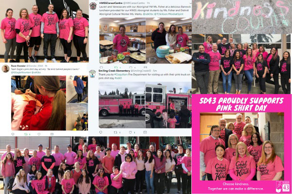 Học sinh SD43 vui vẻ hưởng ứng ngày “Pink Shirt Day” với trong phục màu hồng