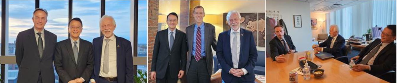 Với Phó hiệu trưởng ĐH Harvard – Mark Elliot (trái) và Trưởng khoa đào tạo về chính sách công Harvard Kennedy School Doug Elmendorf.