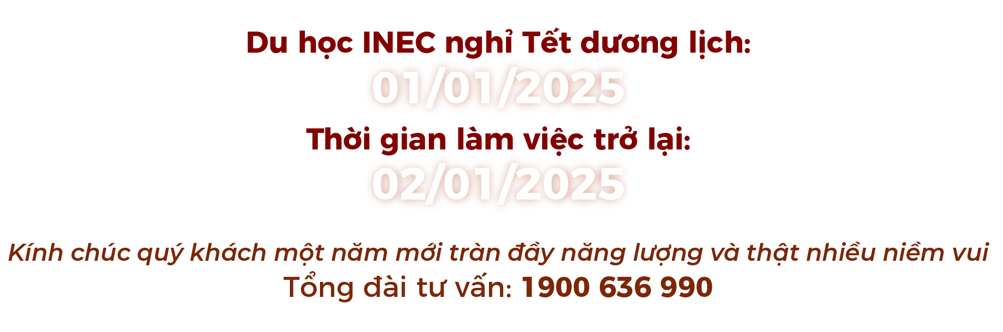 Thông báo nghỉ tết Dương lịch Công ty INEC 2